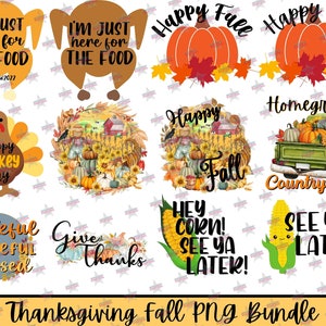 Thanksgiving Fall Bundle | PNG | sublimation | instant digital download | 12 images | 16 files total