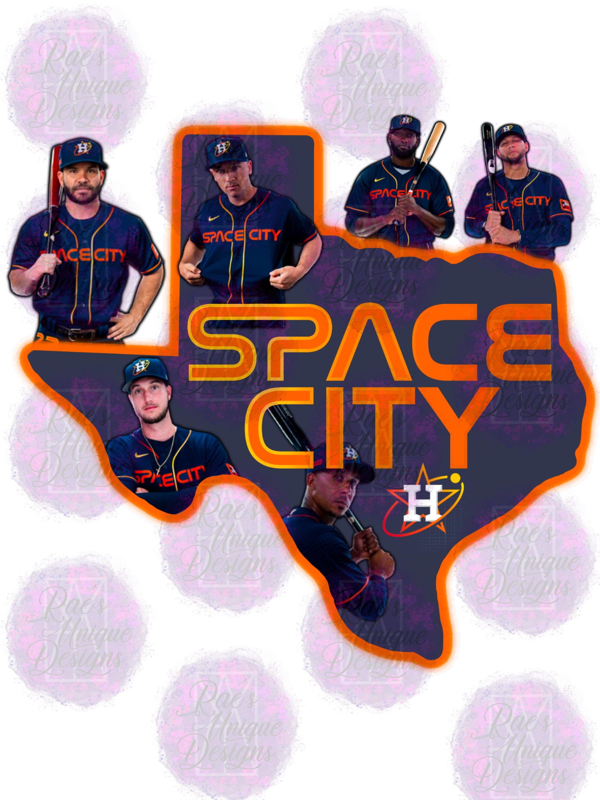 Vintage Houston Baseball Space City Skyline Retro Cityscape Poster