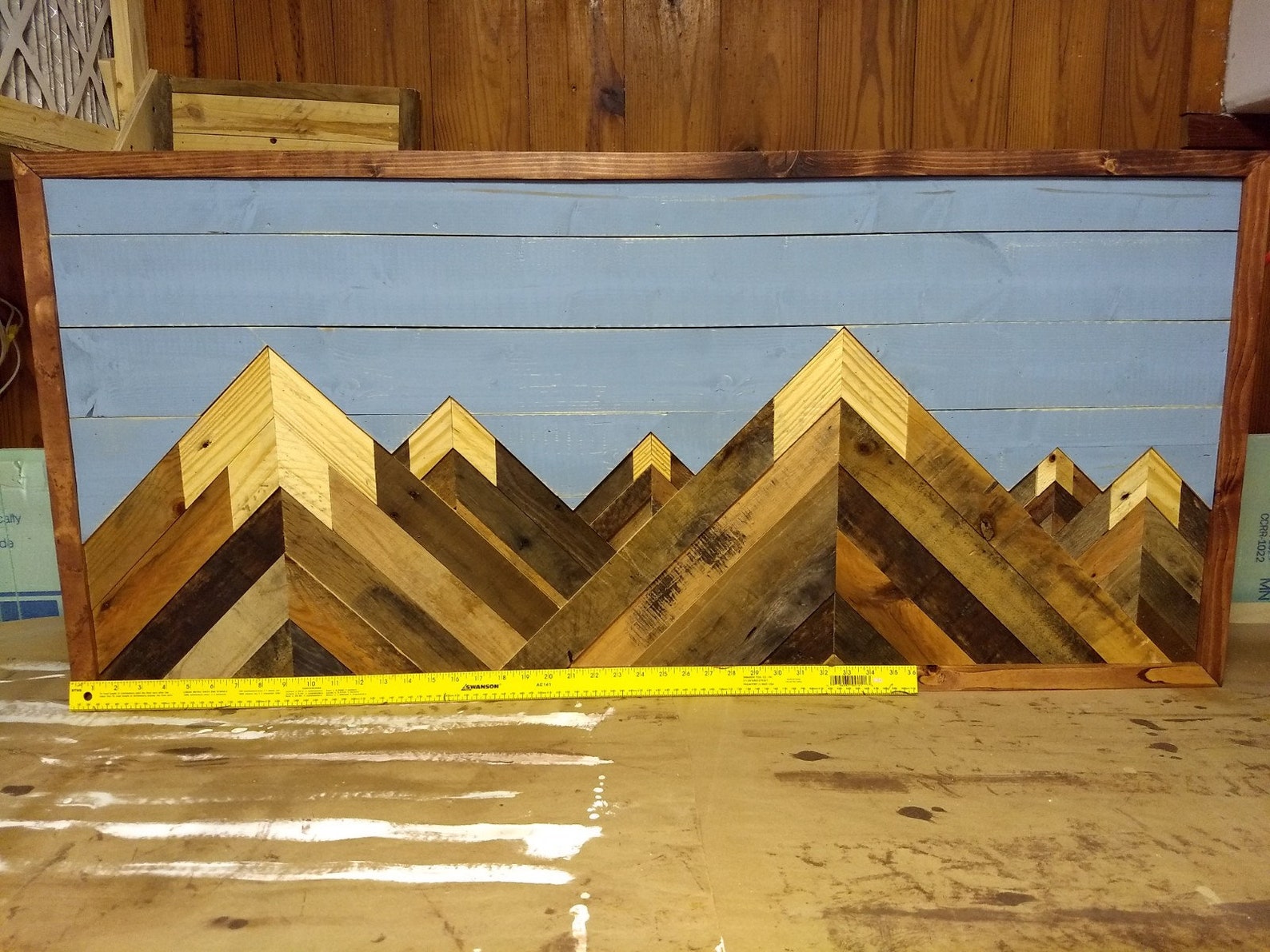 Large Pallet Wood Mountain Wall Art Etsy
