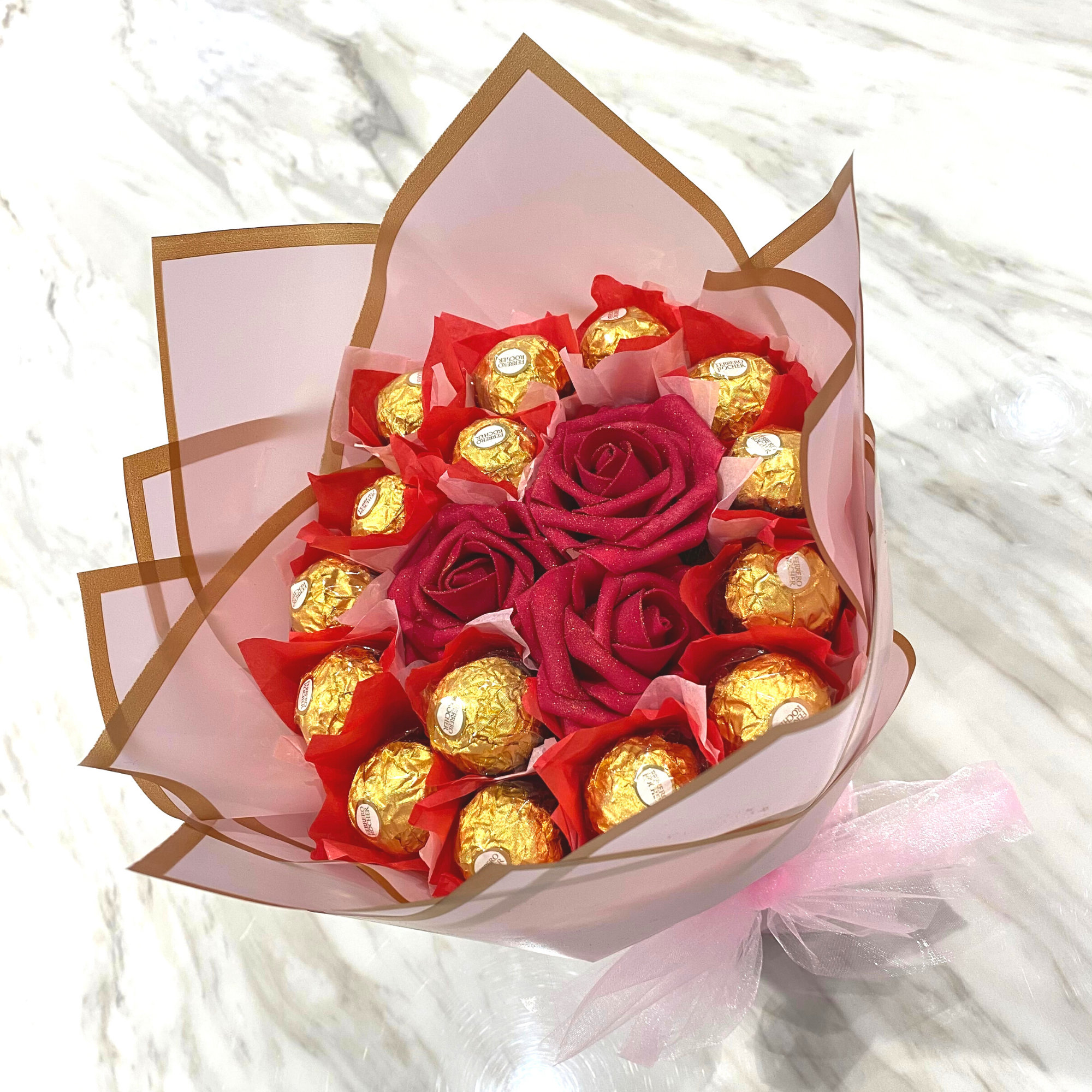 Bouquet Fleurs Chocolat Saint Valentin x6