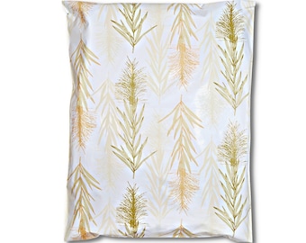 12x15 Eco Friendly Sustainable Poly Mailers, Rustic Vintage Neutral Boho Shipping Bags, Summer Mailing Envelopes | Elegant Florals (Leaves)