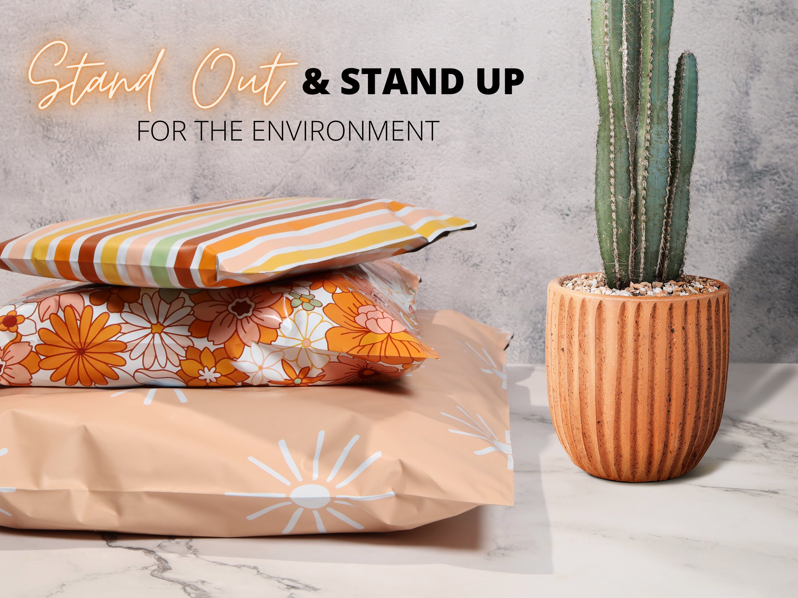 12x15 Eco Friendly Sustainable Poly Mailers, Large Retro Printed ...