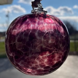Hand Blown Glass Suncatcher, Friendship, Glaze Ball, Handblown Art Glass Window Ornament 4.5&quot; Voilet Friendship Glazing Ball #15