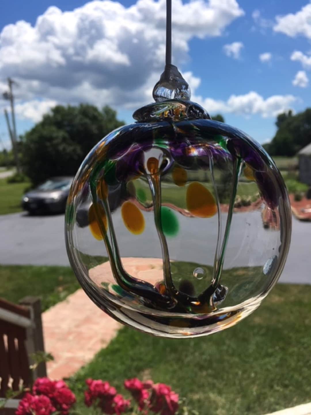 Hand Blown Glass Suncatcher, Friendship, Witch Ball, Handblown Art