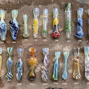 Chillum Glass Pipes Hand-blown 5 PACK chose ANY Different 5 PIPES for one price, color changing fume Chillum Glass Pipe.