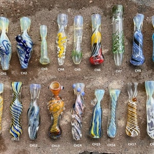 Chillum Glass Pipes Hand-blown 5 PACK chose ANY Different 5 PIPES for one price, color changing fume Chillum Glass Pipe.