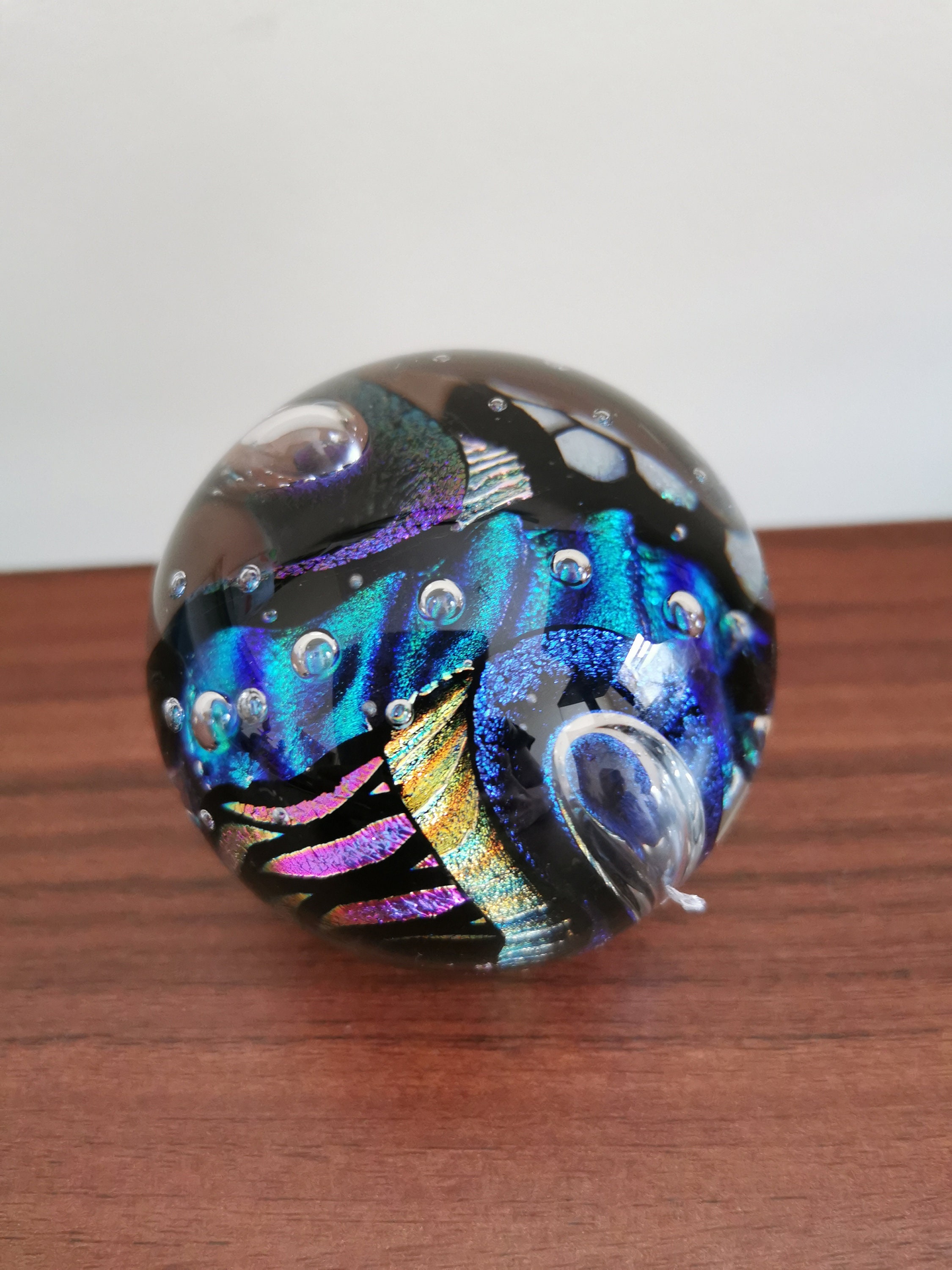 Paperweight. Hand blown bubble controlled. Ron Schuster Etsy