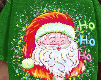 Cara de Papá Noel PNG / Diseño de sublimación navideña preppy / Papá Noel festivo con pinceladas / Descarga digital navideña