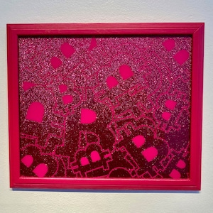 BITCOIN GLITCH ART red wall artwork 20.5&quot; X 18&quot; X 1&quot; hodl crypto currency eth btc maxi blockchain motivational investor digital wallet gift