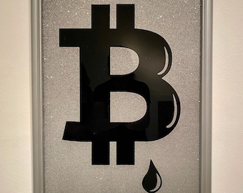 BITCOIN TEAR DROP wall art 21" X 32" X 1" hodl crypto currency eth btc maxi xrp blockchain motivational investor digital wallet gift