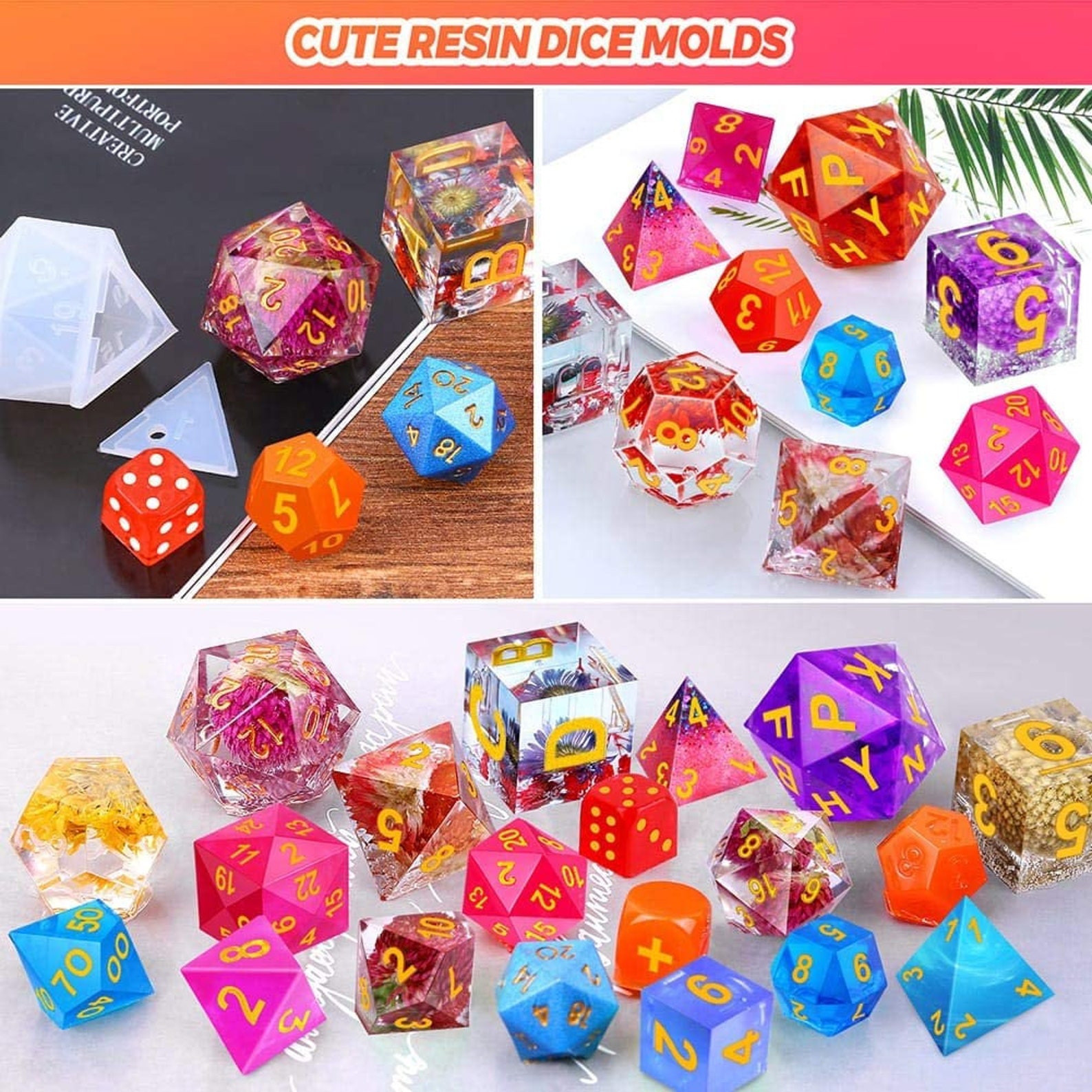 Resin Dice Molds Handmade 19 Styles Polyhedral Game Dice Etsy