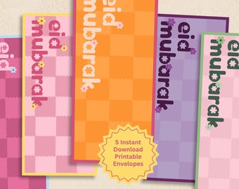 Sobre moderno para dinero de Eid / Regalo de dinero de Eid minimalista y colorido para imprimir / Eid de última hora (Descarga instantánea)