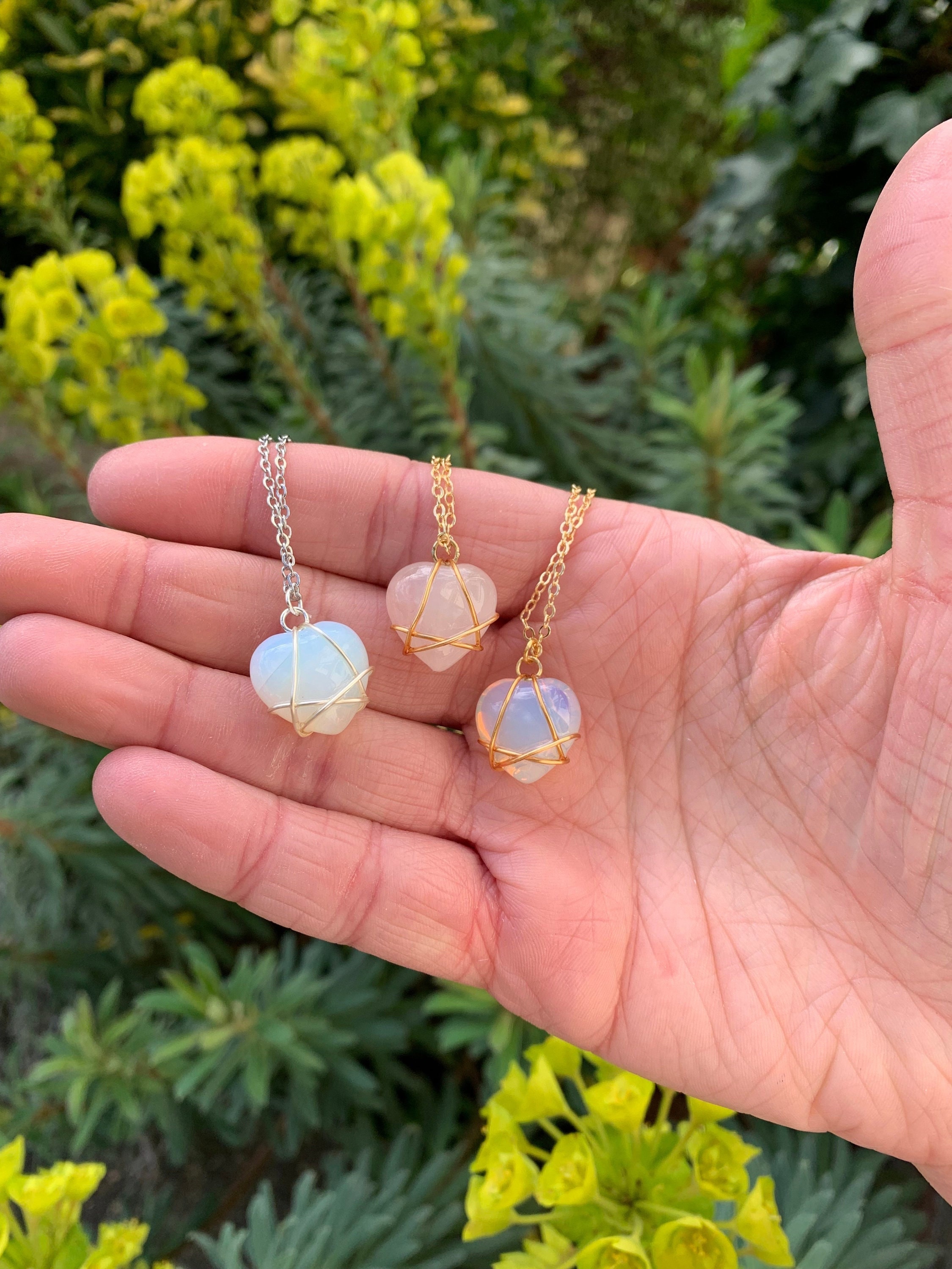 Wire Wrapped Crystal Heart Charm Howlite Crystal Heart Shaped Wire