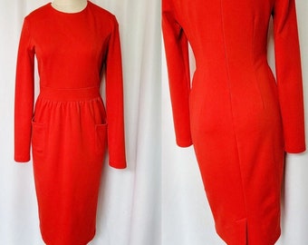 Vintage maxi dress with pockets,dress with pockets cotton,dress with long sleeves vintage,pencil skirt dress for women,red midi dress