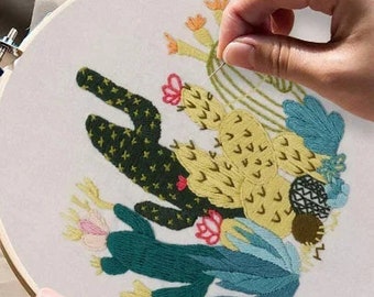 desert embroidery pattern, Cactus embroidery kit,plant embroidery pattern kit, gifts for grandma for mothers day