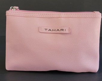 TAHARI Pink zipper pouch large makeup bag for women,Tahari Cosmetic bag,large travel bag,cosmetic organizer,Makeup Storage Box