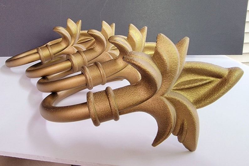 Lot of 4 Metal Gold Leaf Curtain Tiebackcurtain Tie Backs Etsy