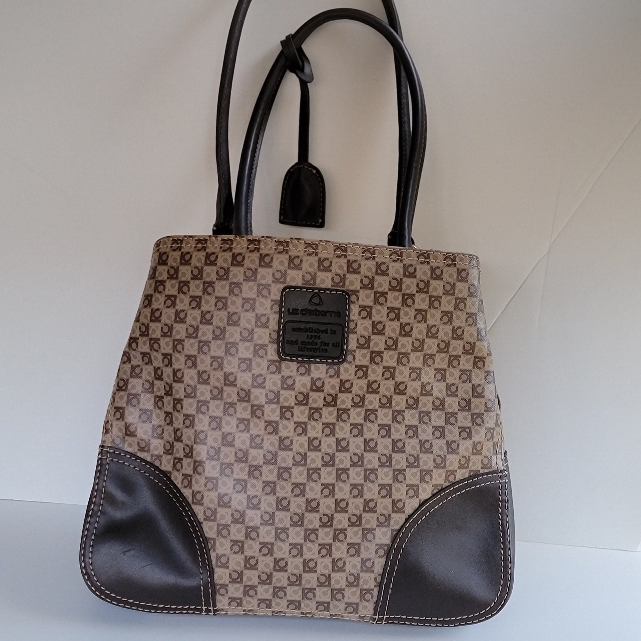 Liz Claiborne LC-1441-P Straw Pattern Shoulder Handbag Purse