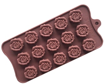 Rose 15 Cell Silicone Chocolate Wax Melt Soap Jelly Ice Mould Baking UK seller Non Stick Food Grade Silicone