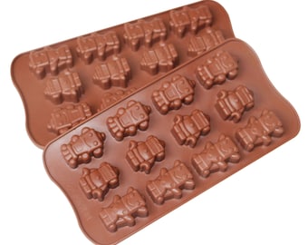Robots 12 Cell Silicone Chocolate Wax Melt Soap Jelly Ice Mould Baking UK