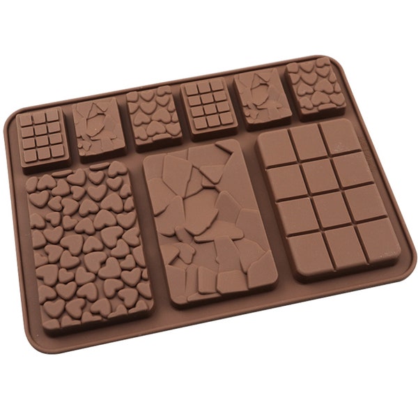 Chocolate Block 9 Hole Silicone Mould Non Stick Food Grade Silicone  Jelly  Mould / Wax Melts / Chocolate / Soap Moulds / Ice Cubes.