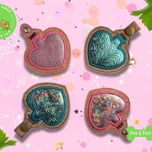 ITH Key Fob Applique Heart Potion Bottle Snap Tab and Eyelet In the Hoop Embroidery Design / Key Chain / Gift Tag / 4x4 / Digital DOWNLOAD