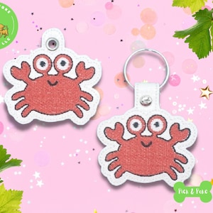 ITH Key Fob Crab Filled Ocean Design Snap Tab and Eyelet In the Hoop Embroidery Design / Key Chain / Gift Tag / Digital File DOWNLOAD