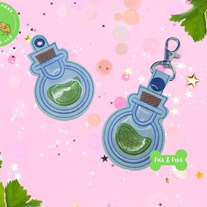 ITH Key Fob Potion Bottle Applique Snap Tab and Eyelet In the Hoop Embroidery Design / Key Chain / Gift Tag / Digital File DOWNLOAD