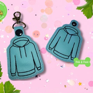 ITH Key Fob Sweatshirt Hoodie / Snap Tab and Eyelet In the Hoop Embroidery Design / Gift Tag / Digital File DOWNLOAD