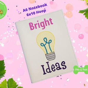 In the Hoop Embroidery Project 6x10 Bright Ideas Mini Composition Notebook Cover / Digital File / Instant DOWNLOAD / ITH Active