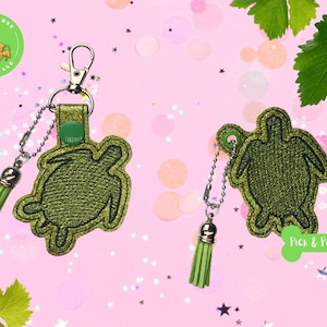 ITH Key Fob Sea Turtle Sketch Design Snap Tab and Eyelet In the Hoop Embroidery Design / Key Chain / Gift Tag / 4x4 / Digital File DOWNLOAD