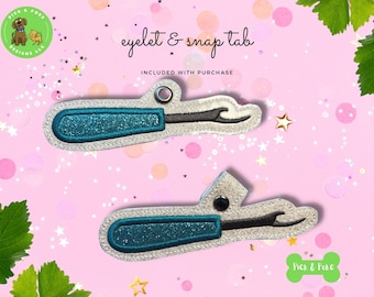 In the Hoop Embroidery Project Applique Seam Ripper / Snap Tab and Eyelet Key Fob / Gift Tag / Digital File / Instant DOWNLOAD / ITH