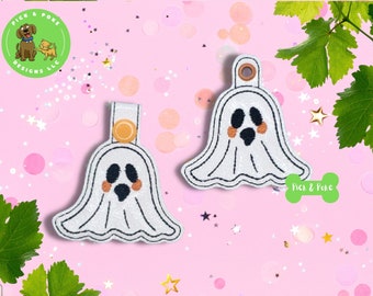 ITH Key Fob Mignon Ghost Outline Kawaii Snap Tab et Eyelet Dans le hoop Broderie Design / Porte-clés / Étiquette cadeau / Fichier numérique TÉLÉCHARGER