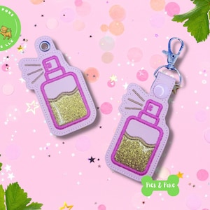 ITH Key Fob Spray Bottle with Applique Snap Tab and Eyelet In the Hoop Embroidery Design / Key Chain / Gift Tag / Digital File DOWNLOAD