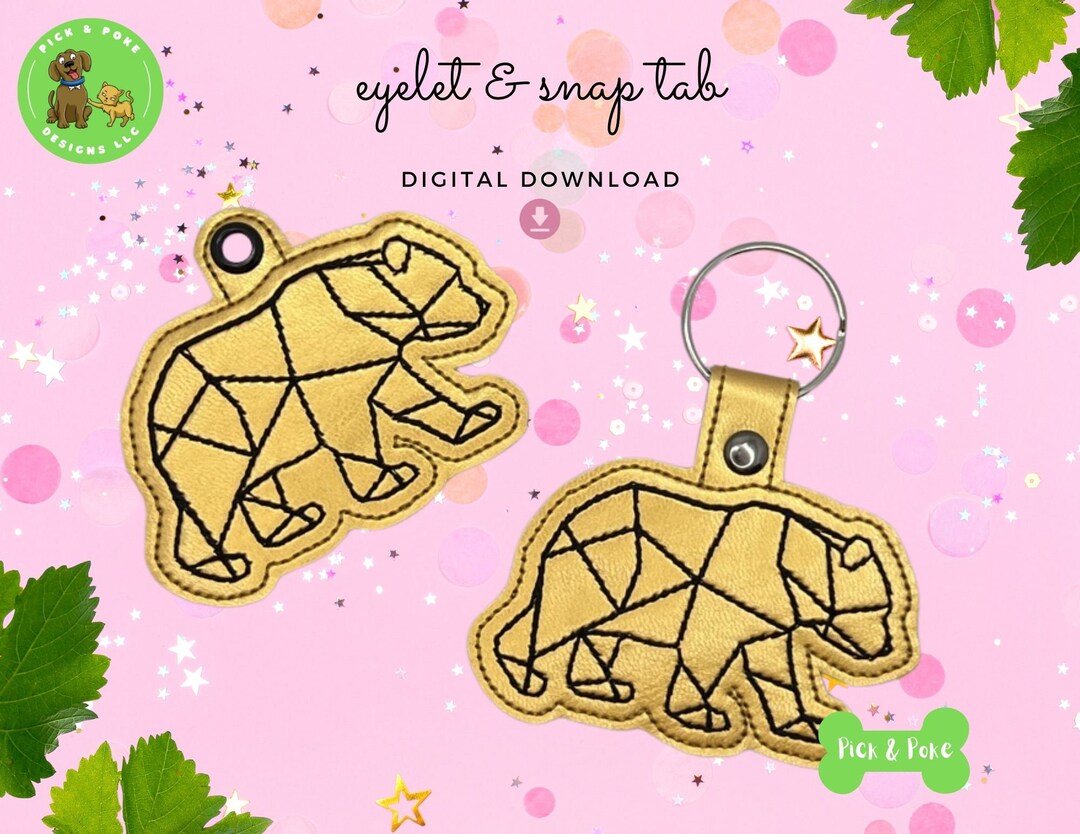 In the Hoop Embroidery Project Geometric Bear Snap Tab and Eyelet Key ...