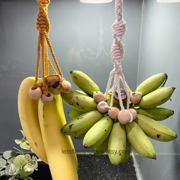 Macrame Banana Hanger, Handmade Banana Hanger With Wooden Beads, Fruit Storage, Kitchen Storage, Macrame Fruit Holder, Boho Decor