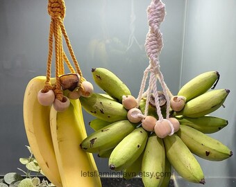 Macrame Banana Hanger, Handmade Banana Hanger With Wooden Beads, Fruit Storage, Kitchen Storage, Macrame Fruit Holder, Boho Decor