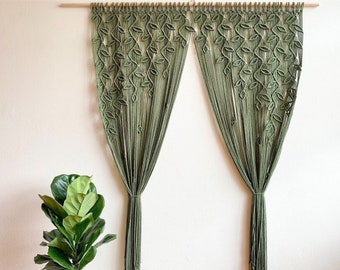 Macrame Long Doorway Curtain, Macrame Leaf Door Curtain, Macrame Leaf Wall Hanging, Macrame Window Curtain, Boho Wall Art