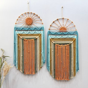 Modern Macrame Sunrise Sunset Wall Décor, Macrame Summer Beach Dreamcatcher, Sun And Surf Décor, Beach House Décor, Boho Headboard Décor