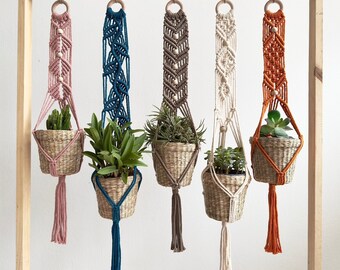 Macrame Plant Hanger: Boho Garden Decor, Natural Cotton Rope