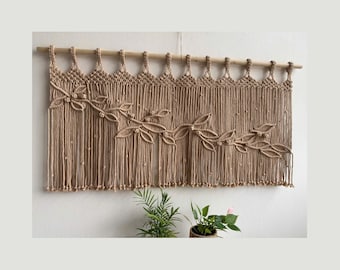 Macrame Leaf Window Valance: Boho Curtain, Doorway Tapestry