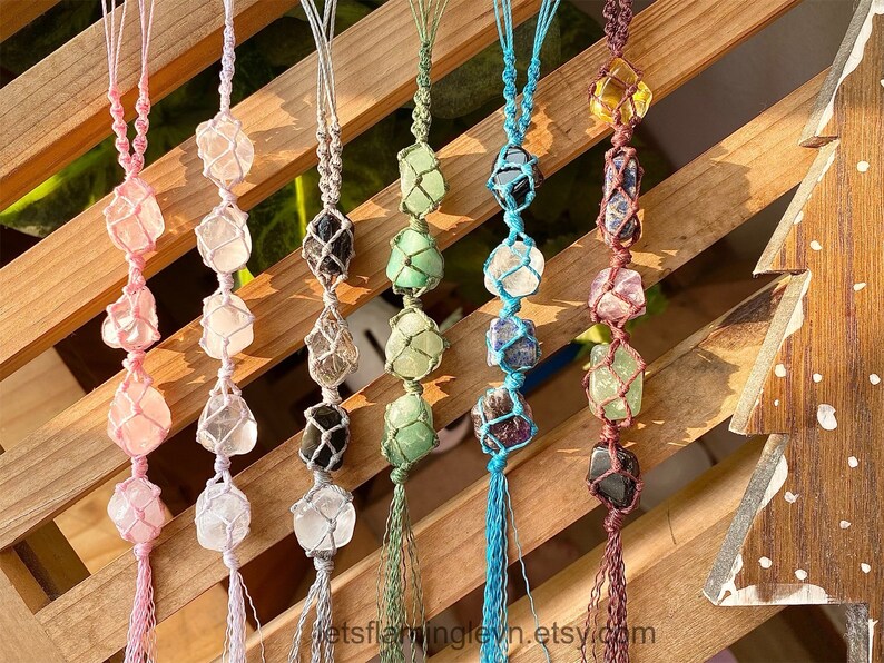 Custom Crystal Car Charm With Scent Healing Crystals Rear Etsy