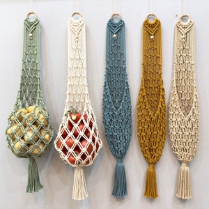 Macrame Hanging Fruit Basket, Handmade Veggie Fruit Holder, Macrame Vegetable Fruit Hanger, Hanging Basket For Potatoes Onions Tomatoes