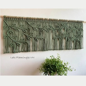 Macrame Leaf Window Valance: Boho Curtain, Door Treatment