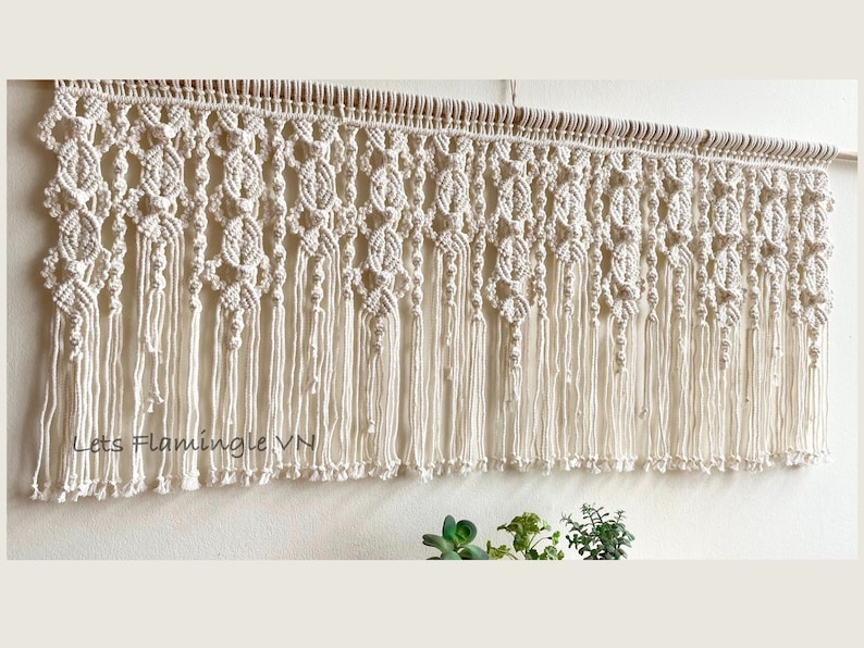 Window Macrame Patterns Macrame Window Curtain: Boho Wall Hanging, Vintage Valance - Etsy