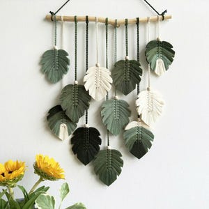 Macrame Monstera Leaf Wall Hanging: Boho Tropical Decor