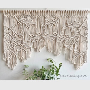 Gordijn met macraméblad: boho-raamvolant, wandtapijt deuropening