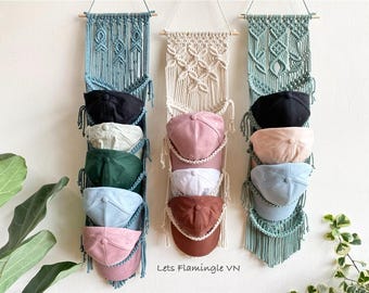 Macrame Hat Holder: Boho Baseball Cap Organizer, Wall Hanging