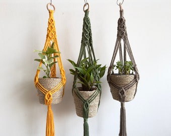 No Tassel Macrame Plant Hanger, Without Tail Macrame Plant Holder, Large Plant Pot Hanger Macrame, Free Tassel Macrame Plant Holder