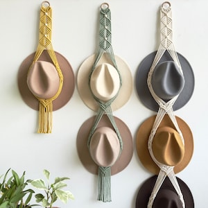 Macrame Hat Hanger: Boho Wall Decor, Cowboy Hat Rack